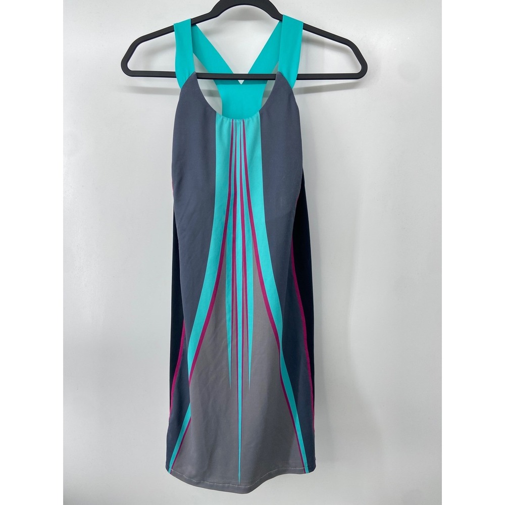 Title Nine Dress Women Small Grey Teal Athletic Racerback Gym Athletic Active